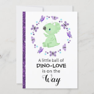 *~* Convite para Chá de fraldas de Glitter Dinossu