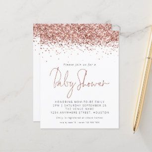 Convite para Chá de fraldas de Glitter Dourado Ro