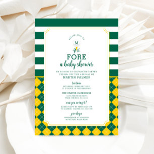 Convite para Chá de fraldas de Golfe Verde e Amare