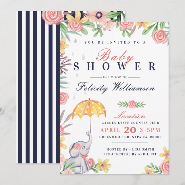 Convite para Chá de fraldas de guarda-chuva de ele (Frente/Verso)