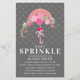 Convite para Chá de fraldas de guarda-chuva rosa d