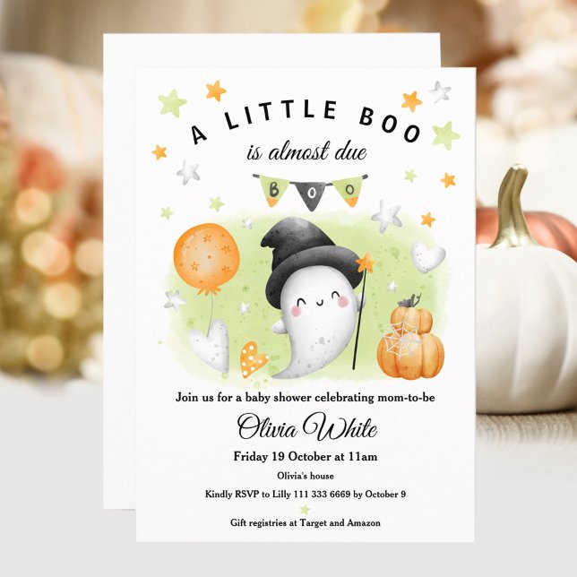 Convite para Chá de fraldas de Halloween Little Bo (Halloween Little Boo Baby Shower Invitation)
