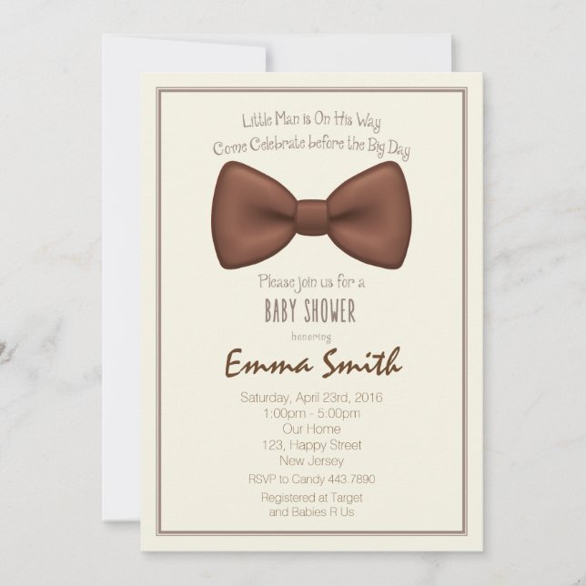 Convite para Chá de fraldas de Homem Pequeno (Frente)