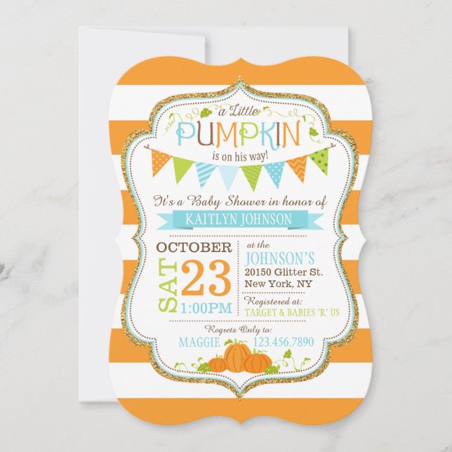 Convite Para Chá de fraldas De Impressão De Pequen (Frente)