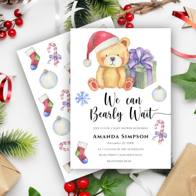 Convite para Chá de fraldas de inverno do Urso de  (Criador carregado)