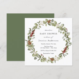 Convite para Chá de fraldas de Inverno Eucalyptus