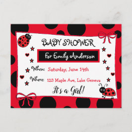 Convite para Chá de fraldas de Ladybug Vermelho Cu