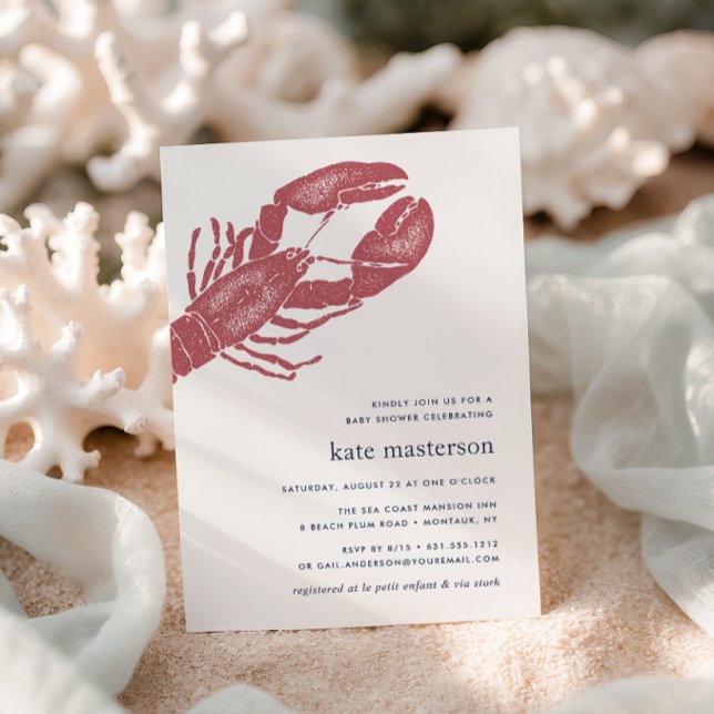 Convite para Chá de fraldas de Lagosta Náutica (Criador carregado)