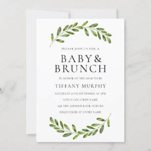 Convite para Chá de fraldas de Leaf Moderno Brunch