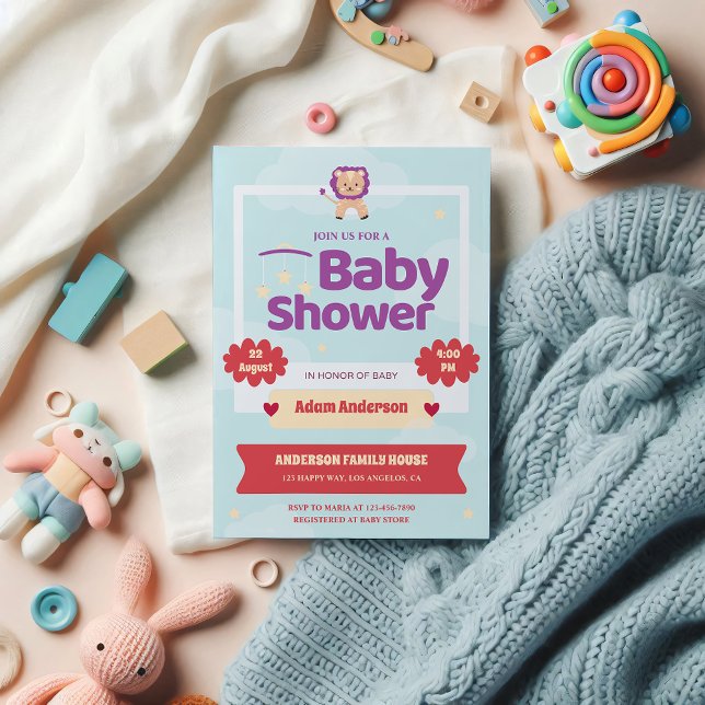 Convite Para Chá de fraldas De Leão Cinto - Neutro (Criador carregado)