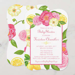 Convite para Chá de fraldas de Lemon Garden Floral