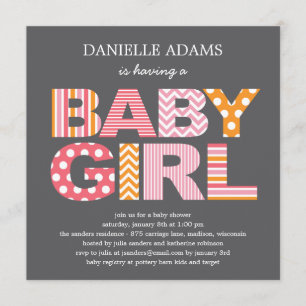 Convite Para Chá de fraldas De Letras Curtas - Ga