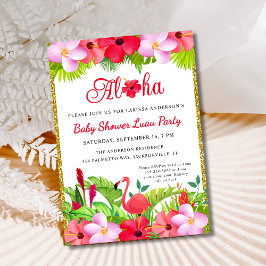 Convite para Chá de fraldas de Luau Tropical Aloha