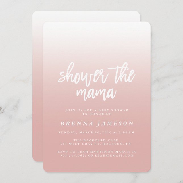 Convite para Chá de fraldas de Mão Rosa Elegante (Frente/Verso)