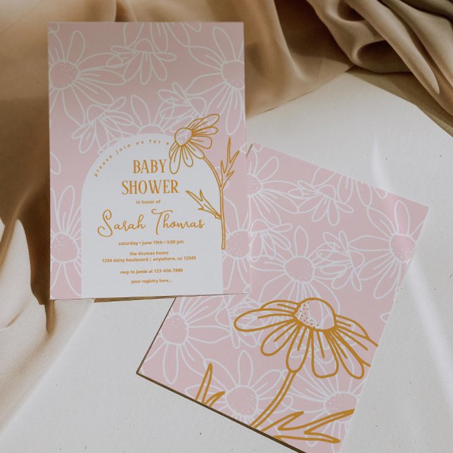 Convite para Chá de fraldas de Menina de Margarida (Criador carregado)