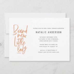 Convite para chá de fraldas de menina desenhada à 