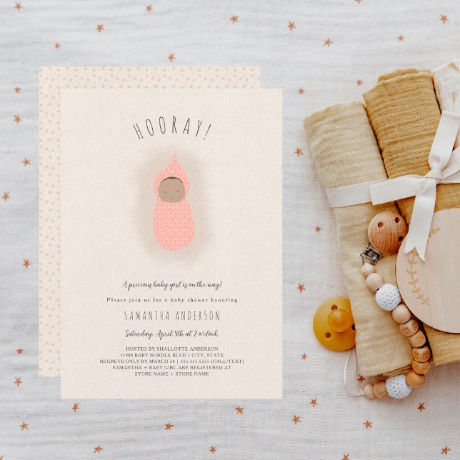 Convite para Chá de fraldas de menina do pacote (Criador carregado)