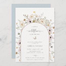 Convite para Chá de fraldas de Moldura de Flor Sel