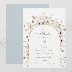 Convite para Chá de fraldas de Moldura de Flor Sel