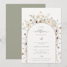 Convite para Chá de fraldas de Moldura de Flor Sel