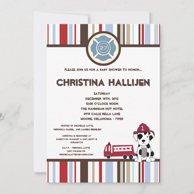 Convite para Chá de fraldas de Motor de Fogo Nojo  (Frente)