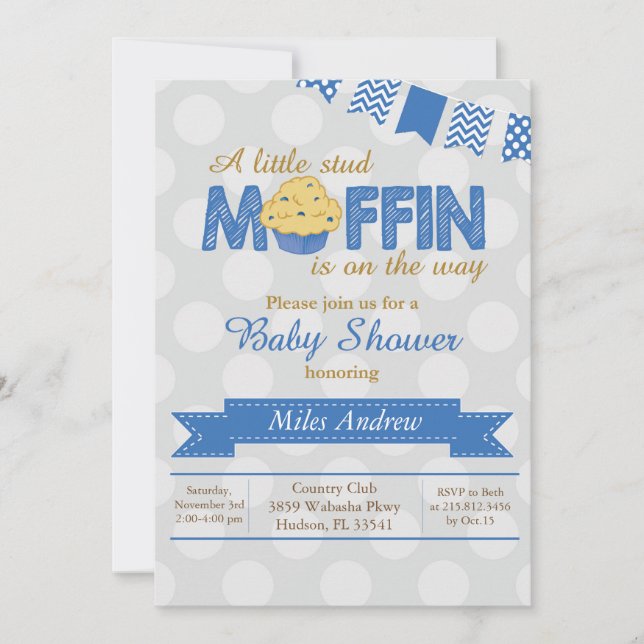 Convite para Chá de fraldas de Muffin (Frente)