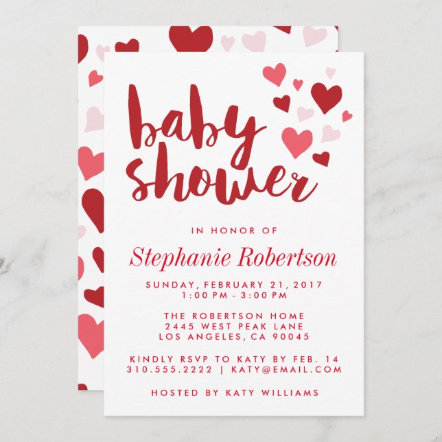 Convite para Chá de fraldas de Na moda de Doce Cor (Frente/Verso)