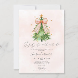 Convite para Chá de fraldas de Natal Coquette
