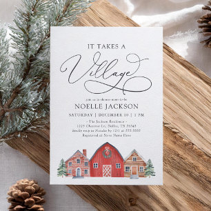 Convite para Chá de fraldas de Natal na Vila de in