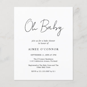 Convite para Chá de fraldas de Orçamento Moderno S