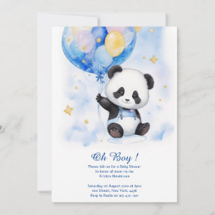 Convite para Chá de fraldas de Panda de Aquarela