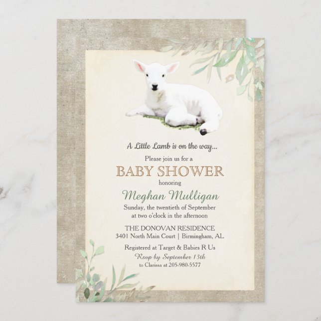 Convite para Chá de fraldas de pequena lâmpada (Frente/Verso)