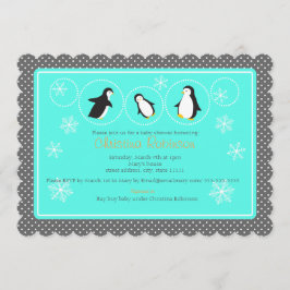convite para chá de fraldas de pinguins bonitos