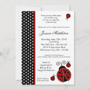 Convite para Chá de fraldas de Polka para Lady Bug