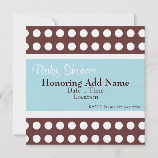 Convite para Chá de fraldas de Pontos Azuis e Cast (Frente)