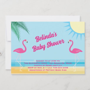 Convite para Chá de fraldas de praia tropical azul