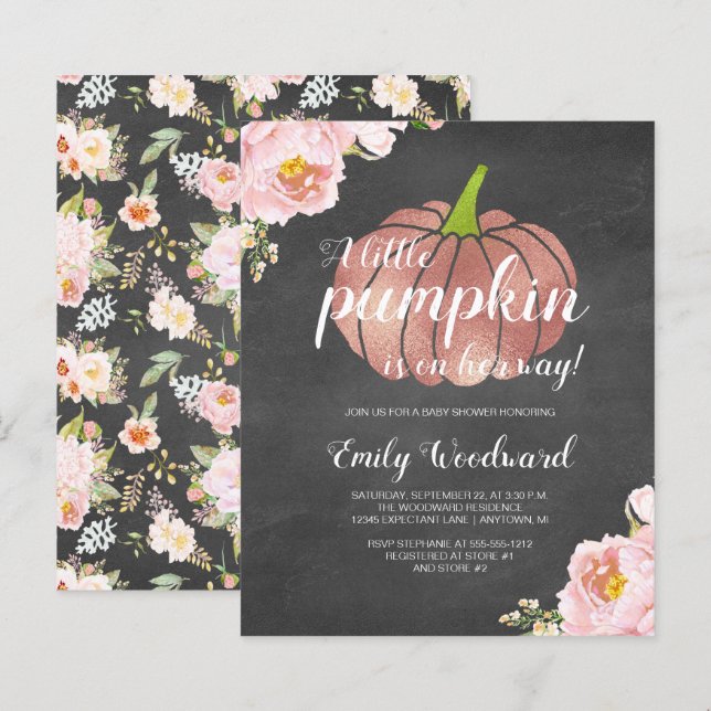 Convite para Chá de fraldas de Quadro de Chalkboar (Frente/Verso)