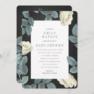 Convite para Chá de fraldas de quadro de flores br