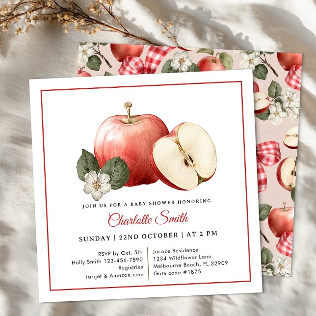 Convite para Chá de fraldas de queda de Arco de Gi (Apple Baby Shower Invitation)
