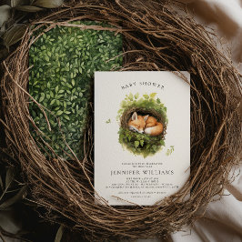 Convite para Chá de fraldas de Raposa Dormindo Por