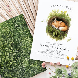 Convite para Chá de fraldas de Raposa Dormindo Por