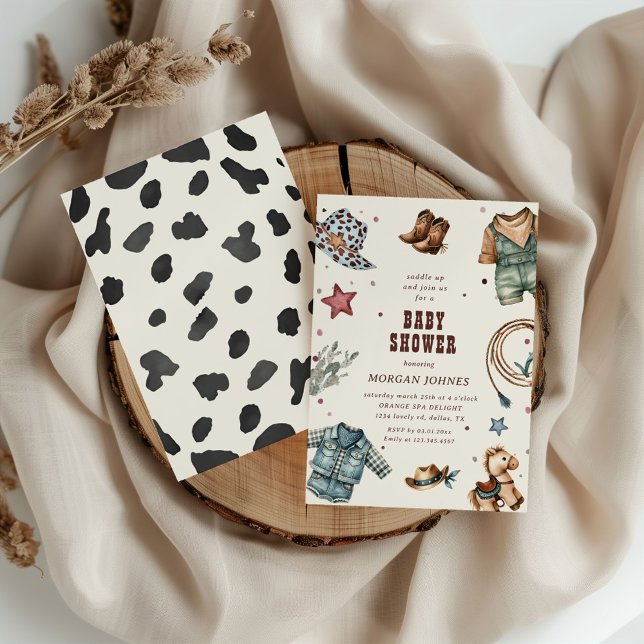 Convite para Chá de fraldas de Rodeio Ocidental Az (Criador carregado)