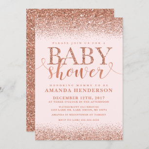 Convite para Chá de fraldas de rosa Dourado Fox Gl