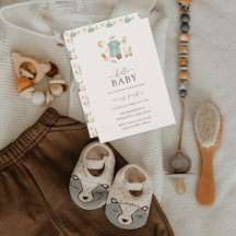 Convite para Chá de fraldas de roupas da Boho Baby