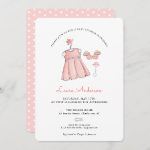 Convite para Chá de fraldas de roupas de menina