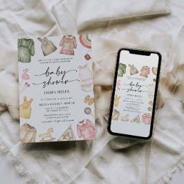 Convite para Chá de fraldas de Roupas Meninas