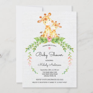 Convite para Chá de fraldas de Safari Selva Giraf