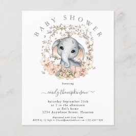 Convite para Chá de fraldas de Sage de Elefante de