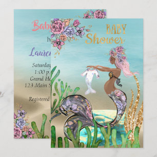 Convite para Chá de fraldas de Sereia Afro-Americ