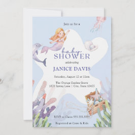 Convite para Chá de fraldas de Sereia Ilustrado